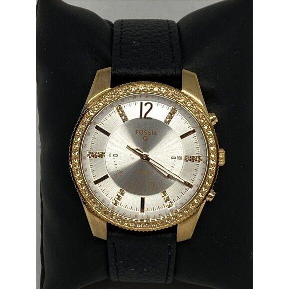 Fossil FTW5016 Women's Black Leather White Analog Dial Hybrid Smart Watch XX786 - Picture 3 of 12